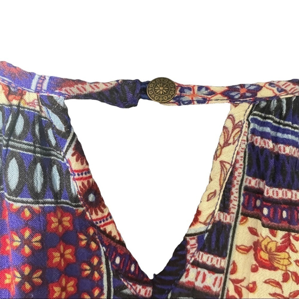 American Eagle Colorful Patchwork Boho Dress W/Ci… - image 3